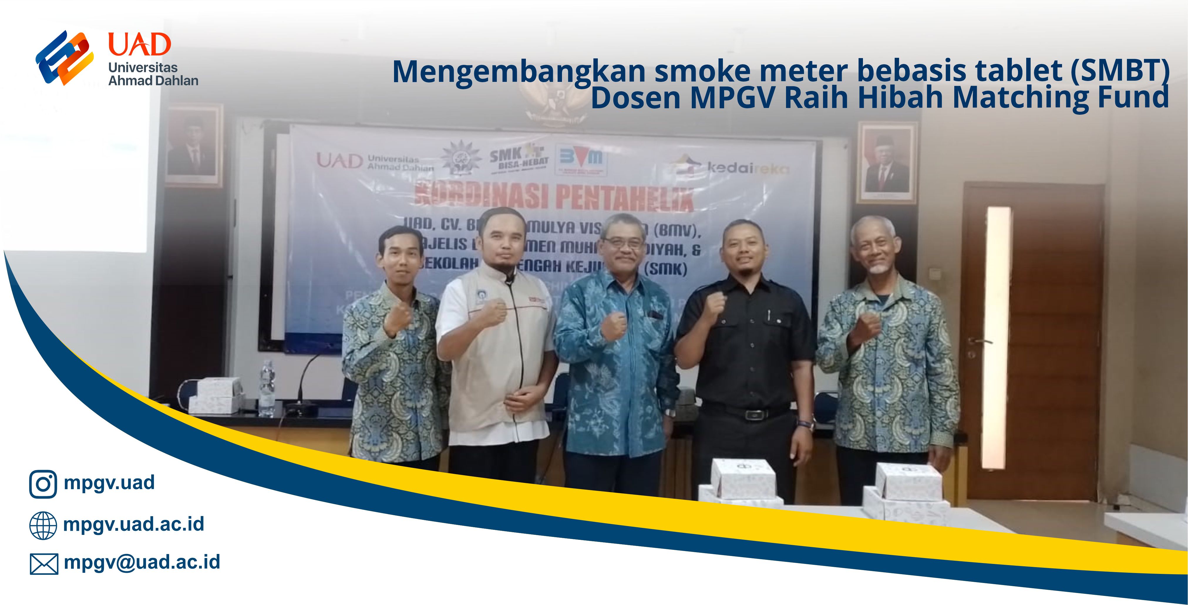 Mengembangkan smoke meter bebasis tablet (SMBT), Dosen MPGV Raih Hibah Matching Fund